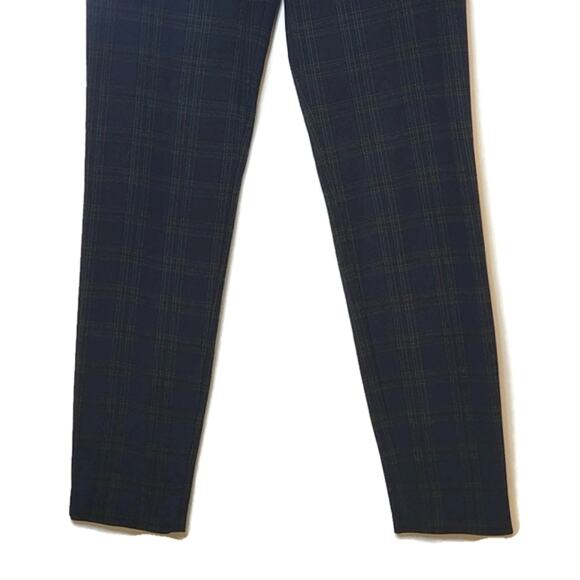 ZARA WOMAN Plaid Blue Green Ankle Crop Mid Rise Straight Skinny Pant Size S - Picture 4 of 13